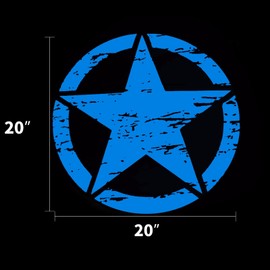 x xotic tech Military Army Style Rough Star Graphic Sticker,Car Body Hood Trunk Side Fender Door Bumper Decor Decal Compatible with Jeep Wrangler or Ford or Toyota or Ram Pickup Trucks- Blue, 20"