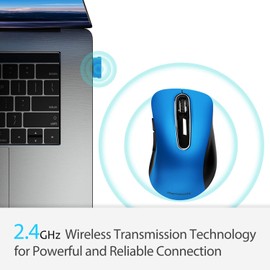 memzuoix - mouse inalámbrico portátil 2.4G, 1200 DPI inalámbrico óptico móvil con receptor USB para computadora, computadora portátil, PC, computadora, MacBook, 5 botones, azul
