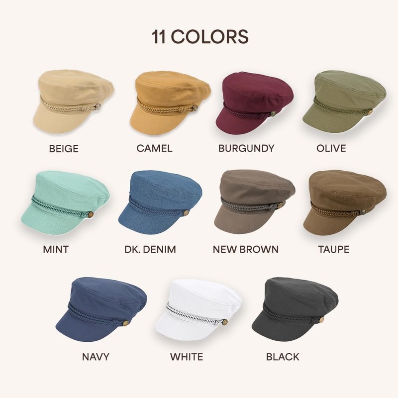 C.C Cotton Fisherman Cap for Women Classic Fiddler Hat, Lightweight