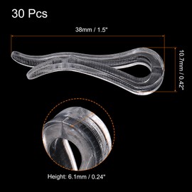 sourcing map 30 Pcs 1.5 Inch U Shape Alligator Clip, Shirt Clip, Clothespins for Socks, Pants, Ties, Shirts, Garments, Clear