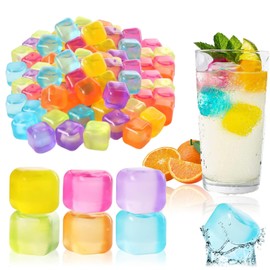 Pack of 50 Square Reusable Ice Cubes, Summer Cooling Ice Cubes, Reusable, Suitable for Outdoor Activities and Picnics (Colour Random)