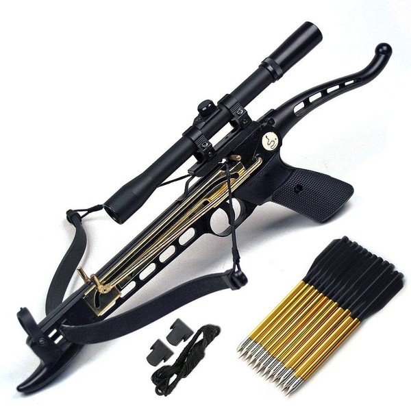 Ace Martial Arts Supply Cobra System Self Cocking Pistol Tactical Crossbow, 80-Pound (Scope with 39 Arrows and 2 Strings)