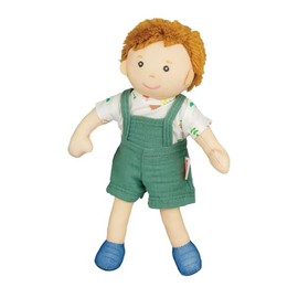 Heless 508 - Rag Doll Boy Fred with Green Dungarees and Shirt to Put on and Take Off, Approx. 22 cm Soft Doll for Cuddling, Playing and Loving