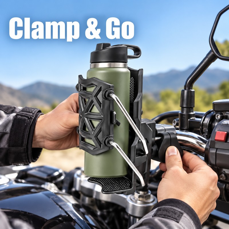 Adjustable Motorcycle Bike Cup Holder Handlebar Mount, Universal Drink Holder