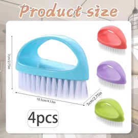 4Pcs Nail Brushes, Nail Brushes for Cleaning Nails, 10.5 x 5 x 7 cm Nail Scrubbing Brush with Firm Bristles, Nail Cleaning Brush for Daily Deep Cleaning(Red, Blue, Green, Purple)