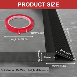 Aluminium floor transition strip, 100 x 900 mm Transition profile Height compensation profile, expansion joint profile Transition rail for thresholds, composite floors, height compensation 8-40 mm