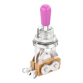 QUARKZMAN 3 Way Short Switch Guitar Straight Toggle Switch Silver with Purple Button for Electric Guitar Replacement Parts