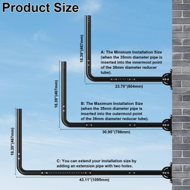 Adjustable Length Antenna Mount, Suitable for Long Eaves and Walls, Equipped with 90° Elbow, Extension Pipe, and Mounting Screws, Ideal for Outdoor TV Antennas, Starlink WiFi Extenders (Black)