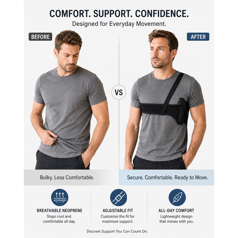 Adjustable Neoprene Shoulder Holster for Concealed Carry – Breathable Underarm