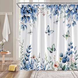 MYYJYY Blue Eucalyptus Leaves Shower Curtain for Bathroom 70" W x 70" L