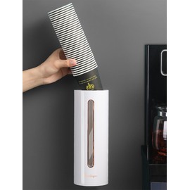 Cup Dispenser, Wall Mount Water Cooler Cup Dispenser fits 4-7 oz Disposable Paper and Plastic Cups, for Home Office Pull Type Cup Holder for Bathroom (White)
