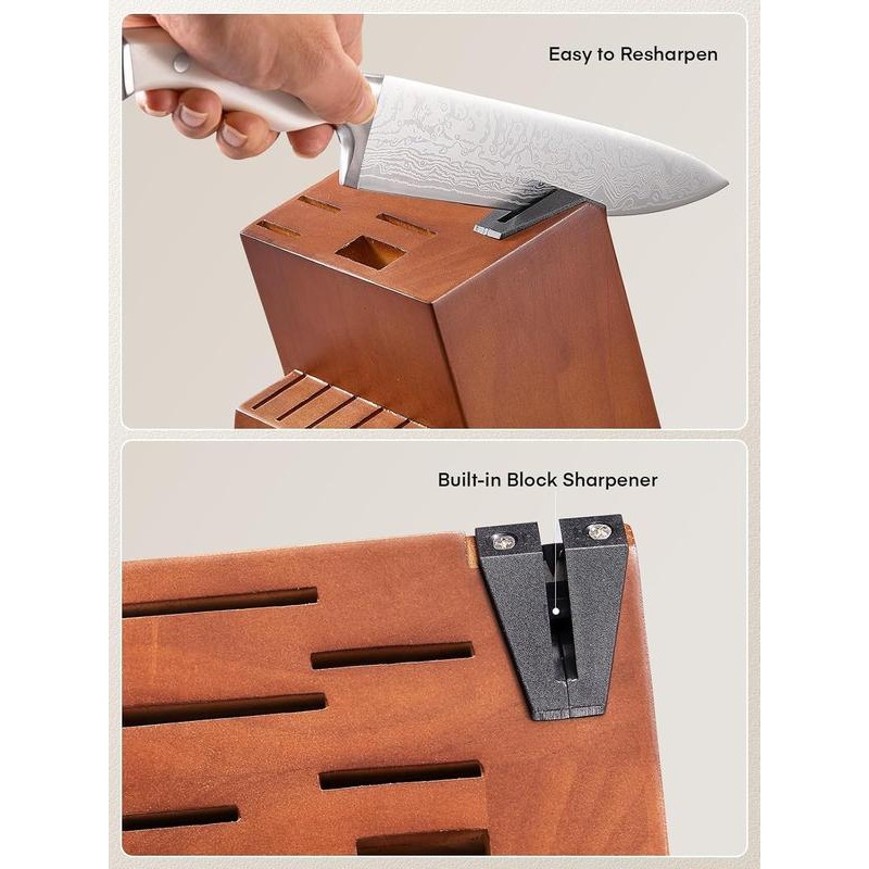 D.Perlla Knife Set, 14 PCS Stainless Steel Kitchen Knives Block