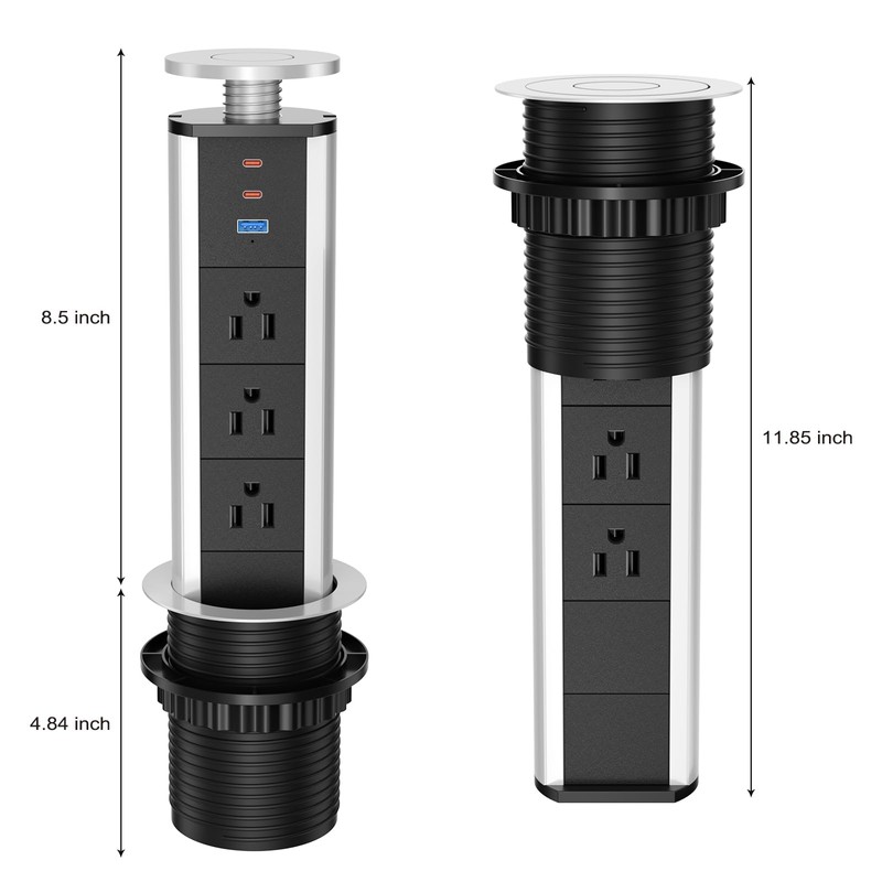 Pop Up Outlet for Countertop, Pop Up Socket with 3