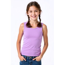 Huata Girls Tank Top 2 Packs Racerback Sleeveless Dance Athletic Shirt for Kids(Purple,10)