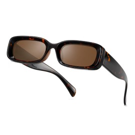 TIANYESY Sunglasses Women Square Men Trendy Show shades Retro fashion vogue UV Protection Thick border depression inside (Leopard print color)