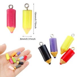 Honbay 20pcs Colorful Resin Pencil Charms Pendant for Earrings, Bracelets, Necklaces, Jewelry Making, DIY Crafts