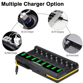Arlo Battery Charger for Arlo Wireless Cameras VMC3030 VMK3200 VMS3330 3430 3530 and Flashlight (Not Included Batteries) (8 Bays Charger with Wall Charger)