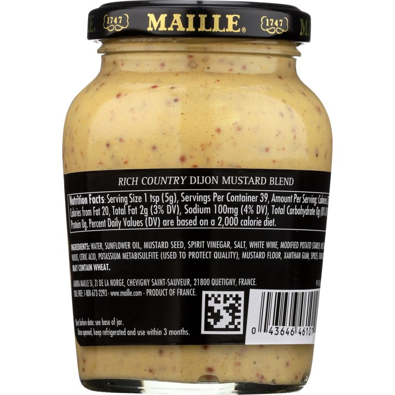 Maille Mustard, Rich Country Dijon, 7 Oz , (Pack of