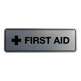 Signs ByLITA Standard First Aid Sign (Brushed Silver) - Small