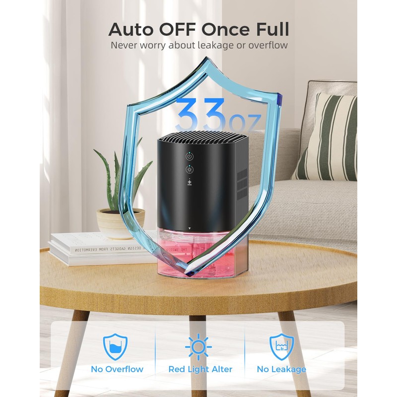 Dehumidifiers for Home, 33oz Dehumidifier for Bedroom with Auto Shutoff,