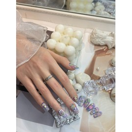 TiMi 3D Embossed Nail Stickers - Pink Tulip Design, Cute Fresh Self-Adhesive Nail Art Decals for Women Girls A Set of 1 Sheets