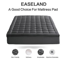 EASELAND EASELAND Full Size Mattress Pad Pillow Top Cover Quilted Fitted Protector Cotton Top 8-21" Deep Pocket Cooling Mattress Topper (54x75 Inches, Dark Grey)