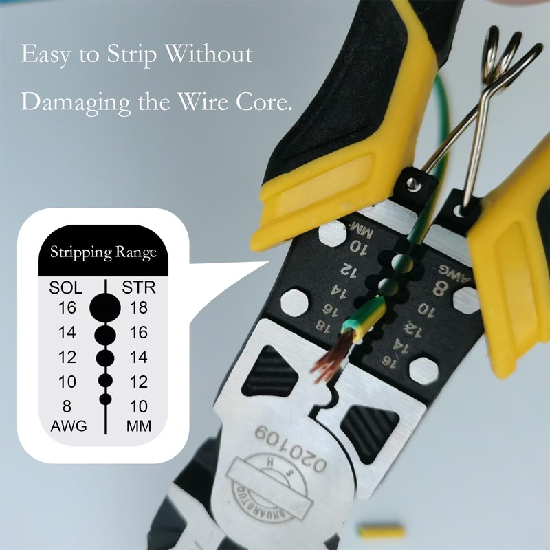 BJDSI 9" Multipurpose Linemans Pliers,6-in-1,Anti-Corrosion Rust,Reduces Hand Fatigue.
