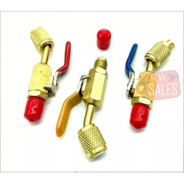 CALHAWK 3 Brass Shut Valve For AC Charging Hoses HVAC 1/4" AC Refrigerant