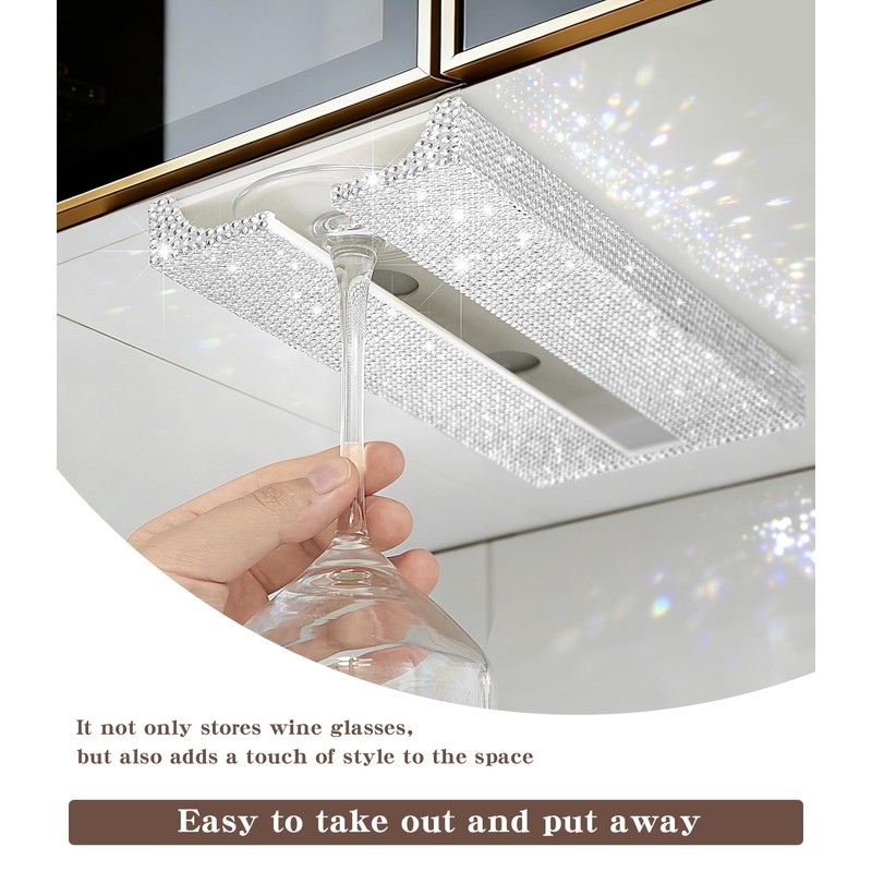 Yivaiks 2pack Bling Wine Glass Holder and Stemware Rack Hanger