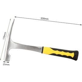 Brick Hammer, 32oz Flat Head Rock Pick Hammer with Shock Reduction Grip, Carbon Steel Geological Hammer, Double Head Bricklayer's Hammer for Mining, Geological Prospecting