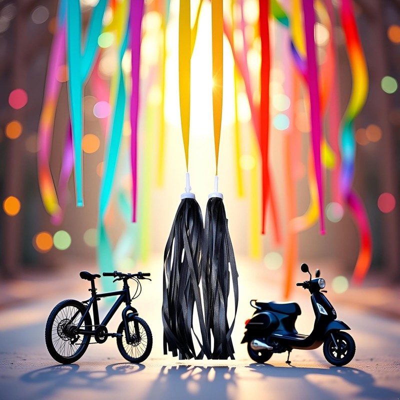 Bicycle Handlebar Streamers, Rainbow Tassels, for Bike Accessories for Scooter