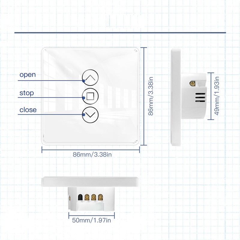Tuya Wifi Intelligent Curtain Switch Arc Glass Touched Screen Curtain