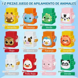 Bloques Apilables Coloridos Montessori Para Bebés 0-2a