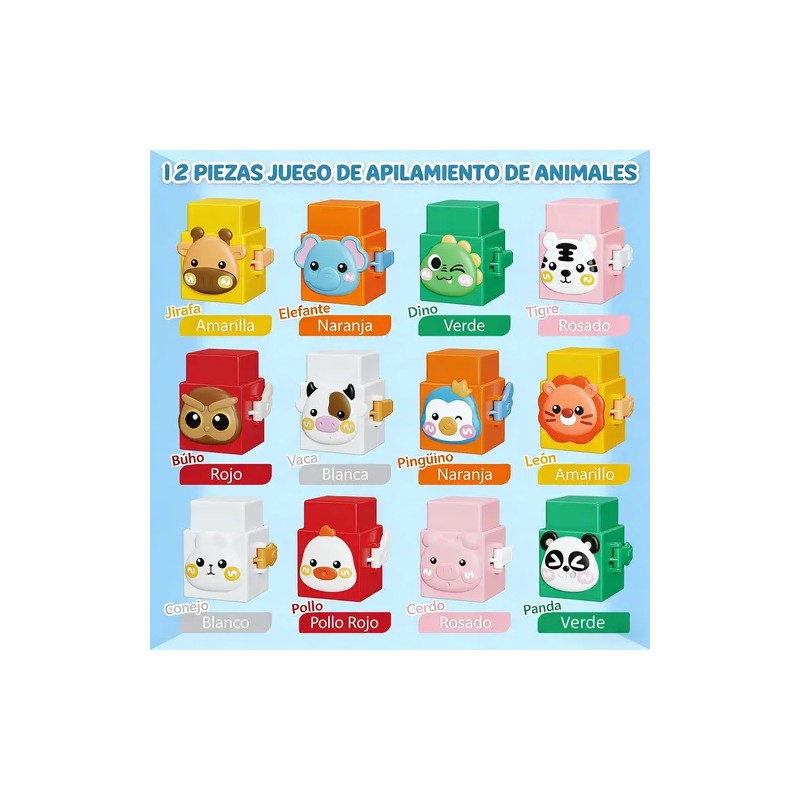 Bloques Apilables Coloridos Montessori Para Bebés 0-2a