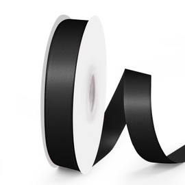 VISPAD Solid Double Face Fabric Ribbon, 5/8" X 25 Yards, Polyester Satin Ribbons Perfect for Crafts, Gift Package Wrapping, Wedding Decorations, Baby Shower - Black