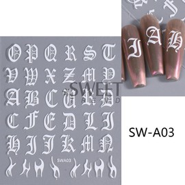 Unbranded 2Pcs 3D Latin Roman Letters Nail Stickers Art DIY Designs Manicure Decor NS52