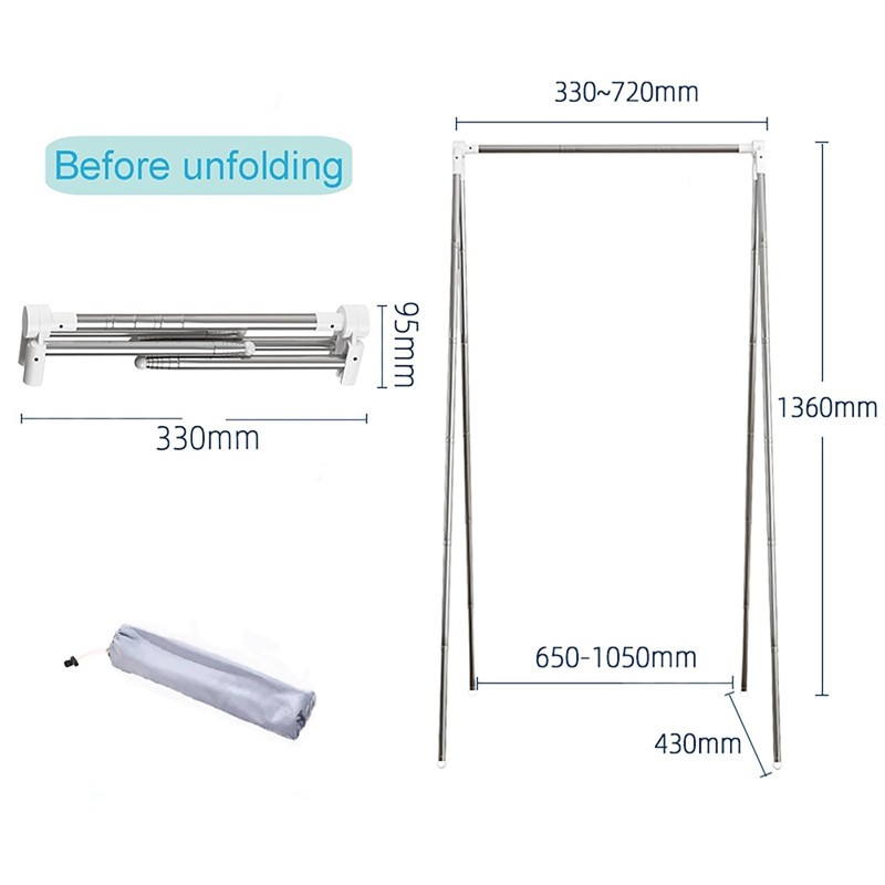 QYINXIU Portable Travel Garment Rack, Lightweight Folding Clothes Rack For