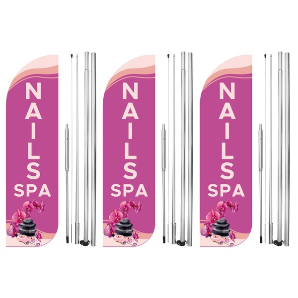 OnPoint Wares Nails Spa King Feather Flag Sign Kit with