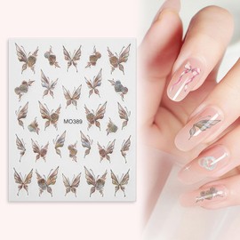 QIUTIMIY 3 Sheets Nail Art Stickers Decals Self-Adhesive 5D Embossed Nail Design Supplies Accessories(Elegant Butterflies)
