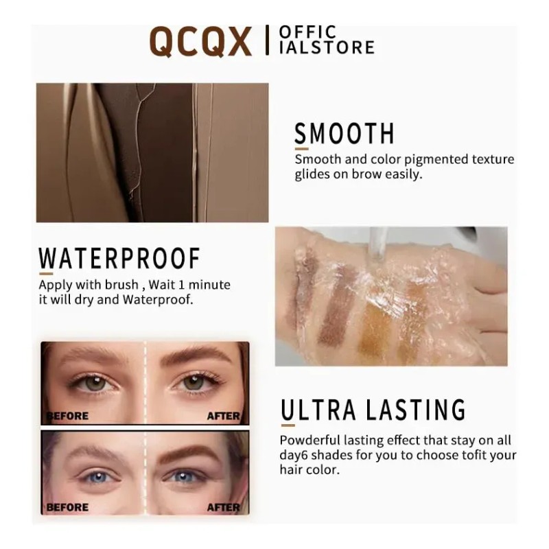 Gel Para Cejas Qcqx 3d Resistente Al Agua Y De