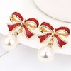 Christmas Bow Earrings Pearl Bow Earrings Dainty Bow Earrings Rhinestone