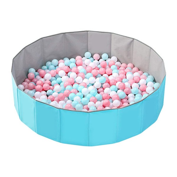 OMNISAFE 51x11.8Inch Kids Ball Pit Without Balls, Foldable & Portable & Reusable Balls Pit for Toddlers, Play Pit for Dog, Indoor & Outdoor Use, Oversized (Blue)