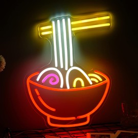 Ramen Neon Sign Ramen Noodle Led Neon Lights for Wall Decor 16.1’’X12.6’’Neon Billboard Powered by USB Cool Neon Lights for Restaurant Ramen Shop Window（Multi colored）