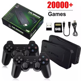 ikaufen X2 Game Stick Retro Game Console 4K HD 2.4G Wireless Controller 128G 41000 Games - 64G 20000+ Games