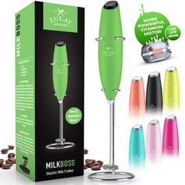 Zulay Milk Frother Handheld Foam Maker for Lattes - Great Electric Whisk Drink Mixer for BulletproofÂ® Coffee, Mini Blender and Foamer Perfect for Cappuccino, Frappe, Matcha, Hot Chocolate, Classic Milk Boss (Clover Green)