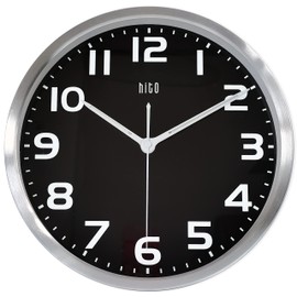 HITO 12 Inch Night Light Wall Clock Battery Operated Brightness Adjustable, Metal Frame, Glass Cover(Hands + Numbers Illuminate)