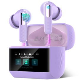 Wireless Earbuds, Bluetooth 5.4 Headphones In Ear with Multifunctional Touchscreen, HiFi Stereo Bluetooth Ear buds with ANC/ENC Noise Cancelling, 5 EQ Modes, IP7 Waterproof Bluetooth Earphones Purple
