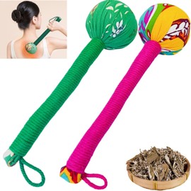OnVisit 2PCS Long Size Manual Lymphatic Drainage Massage Hammer for Body, Back Massage Hammer Taichi,Wormwood Massage Hammer Sticks Muscle Relaxation 2PCS (Red/Green)