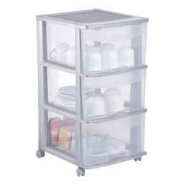 Cajonera De Plástico Italhome Fox 3 Organizador Multiusos Gris Con Ruedas
