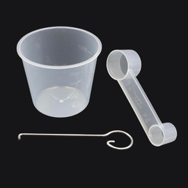 OKQX Bread Maker Machine Spare Parts – BPA-Free PP Measuring Cup with Paddle Removal Hook & Measuring Spoon for Precise Baking (200ml, Translucent)